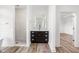 Bathroom vanity with mirror and a large walk-in shower at 20450 Chatham Hills Blvd, Westfield, IN 46074
