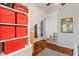 Bedroom with built-in shelving provides ample storage, ideal for a room or organized space at 718 E Washington St, Lebanon, IN 46052