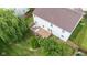Aerial of a private backyard with a large deck perfect for outdoor entertaining and relaxation with a mature lawn at 10611 Armstead Ave, Indianapolis, IN 46234