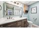 Stylish bathroom with double sinks, spacious countertops, and modern fixtures for a functional and luxurious design at 12404 Guy Way, Indianapolis, IN 46236