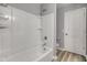 Clean and functional bathroom featuring a bright white shower-tub combo and neutral walls at 14620 Hinton Dr, Fishers, IN 46037