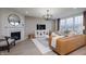Cozy living room with fireplace, large windows, and comfortable seating creates a relaxing space at 18980 Seaforth Way, Westfield, IN 46074