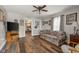 Inviting living room showcasing hardwood floors and a doorway to the kitchen at 1927 N Cherry St, Columbus, IN 47201