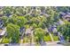 Aerial view showcases a neighborhood with mature trees, well-maintained homes, and green spaces at 319 S Webster Ave, Indianapolis, IN 46219