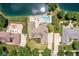 Aerial view of stunning home with inground pool, and circular driveway at 3893 Bent Tree Ln, Greenwood, IN 46143