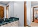Bathroom featuring a vanity with a large mirror and a shower with curtain at 3893 Bent Tree Ln, Greenwood, IN 46143