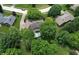 Aerial view of backyard oasis with pool surrounded by lush greenery in a quiet residential neighborhood at 4976 Rockne Cir, Carmel, IN 46033
