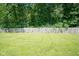 A fenced backyard featuring a lush, green lawn and a natural wooded backdrop for privacy at 5902 Oak Ln, Anderson, IN 46013