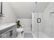 Bathroom featuring hexagon tile floor and glass shower at 6009 Ralston Ave, Indianapolis, IN 46220