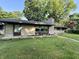 Low angle of single-story home with large windows, stone and mulch flower beds at 6430 N Rural St, Indianapolis, IN 46220
