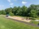 An aerial shot showcases a playground with swings, slides, and a covered picnic area at 8835 Harrison Pkwy, Fishers, IN 46038