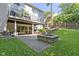 Backyard features a stone paver patio with fire pit and a lawn area, ideal for outdoor living and activities at 111 N 8Th St, Zionsville, IN 46077