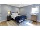 Charming bedroom with soft blue walls and a decorative area rug at 111 N 8Th St, Zionsville, IN 46077
