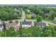Scenic aerial view of suburban homes surrounded by green trees and well-maintained lawns, with a glimpse of a pool at 11995 Gray Eagle Dr, Fishers, IN 46037