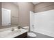 The bathroom has a shower-tub combo and a vanity at 1418 Blackthorne S Trl, Plainfield, IN 46168