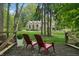 Enjoy the backyard view from a pair of chairs at 1805 Wood Valley Dr, Carmel, IN 46032