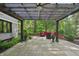 Inviting covered patio with comfortable seating and ceiling fan; great for outdoor relaxation at 1805 Wood Valley Dr, Carmel, IN 46032