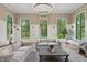 Spacious living room featuring hardwood floors, large windows and comfortable seating arrangement at 1805 Wood Valley Dr, Carmel, IN 46032