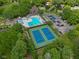 Beautiful aerial view of the tennis courts next to the community pool at 1930 Bechtel Rd, Indianapolis, IN 46260