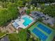 Stunning aerial view of community pool and tennis courts with ample parking spaces at 1930 Bechtel Rd, Indianapolis, IN 46260