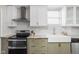 Close up of a kitchen showcasing white subway tiles, stainless appliances and farmhouse style sink at 2015 N College Ave, Indianapolis, IN 46202