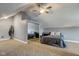 Bedroom with mirrored sliding closet doors, a bed, and a ceiling fan at 2332 Central Ave, Indianapolis, IN 46205