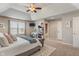 Main bedroom showcasing a bed, a window, a vanity, and vaulted ceilings at 3679 Woodruff Pl, Bargersville, IN 46106