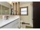 Bathroom featuring a modern vanity, and a separate shower, providing a clean design at 40 S Restin Rd, Greenwood, IN 46142
