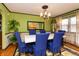 Bright dining room boasting a chandelier, view of the kitchen, and wainscotting at 40 S Restin Rd, Greenwood, IN 46142