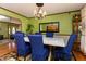 Bright dining room featuring wood floors, chandelier, and view into kitchen at 40 S Restin Rd, Greenwood, IN 46142