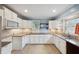 Functional kitchen with white cabinets, tile backsplash, and stainless steel sink at 402 W Clinton St, Danville, IN 46122