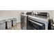 Bright laundry room featuring new LG washer and dryer set with gray laminate wood-look flooring at 8557 Vyners Ln, Avon, IN 46123
