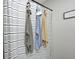 Close up shot of a shower featuring neutral striped curtain at 8557 Vyners Ln, Avon, IN 46123