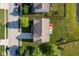 Overhead view of a home featuring a spacious backyard with lawn, patio set, and play set at 12847 Arvada Pl, Fishers, IN 46038