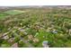 An aerial view of a neighborhood with tree-lined streets, well-maintained lawns and landscaping and a variety of homes at 2303 Alexandria Dr, Greenfield, IN 46140