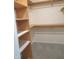 Walk-in closet with carpet flooring, shelves and wooden support bars at 2996 Colony Lake W Dr, Plainfield, IN 46168