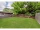 Lush green backyard with grass and a wood privacy fence at 3149 Thayer St, Indianapolis, IN 46222
