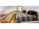 Cozy bedroom featuring a unique loft space with patterned bedding and natural light from the window at 3715 Orchard Rd, Columbus, IN 47201