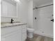 Bathroom featuring a vanity, toilet, and shower at 4129 Cornelius Ave, Indianapolis, IN 46208