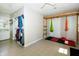 Finished basement with pull up bar, gymnastic rings, yoga hammock and cabinets at 431 N Bauman St, Indianapolis, IN 46214