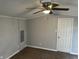 Bedroom features ceiling fan and door at 4466 Buffalo Ln, Martinsville, IN 46151