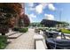 Outdoor patio area features a stone pathway, seating areas, and landscaping at 501 Fletcher Ave # A, Indianapolis, IN 46203