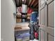 Storage space with stacked boxes, luggage, golf clubs, and other items at 501 Fletcher Ave # A, Indianapolis, IN 46203