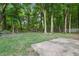 Natural backyard view, surrounded by trees, with a patio area at 5935 Oakforge Ln, Indianapolis, IN 46254