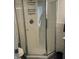 Modern shower with white tiled walls and glass door, offering a clean and stylish space at 597 W Adams St, Franklin, IN 46131