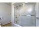 Bathroom with frosted glass sliding doors to bathtub at 622 N Dequincy St, Indianapolis, IN 46201