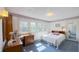 Sunny bedroom featuring large windows, a closet with mirrored door, and vintage fan at 622 N Dequincy St, Indianapolis, IN 46201
