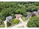 A beautiful aerial view of a home surrounded by mature trees in a verdant neighborhood with other well-maintained properties at 7250 Royal Oakland Dr, Indianapolis, IN 46236
