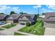 An aerial view shows the garages and driveways of the community homes at 785 Cottage Ln, Greenwood, IN 46143
