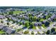 A lush, green neighborhood from above showcases well-maintained homes and mature trees in a suburban setting at 785 Cottage Ln, Greenwood, IN 46143